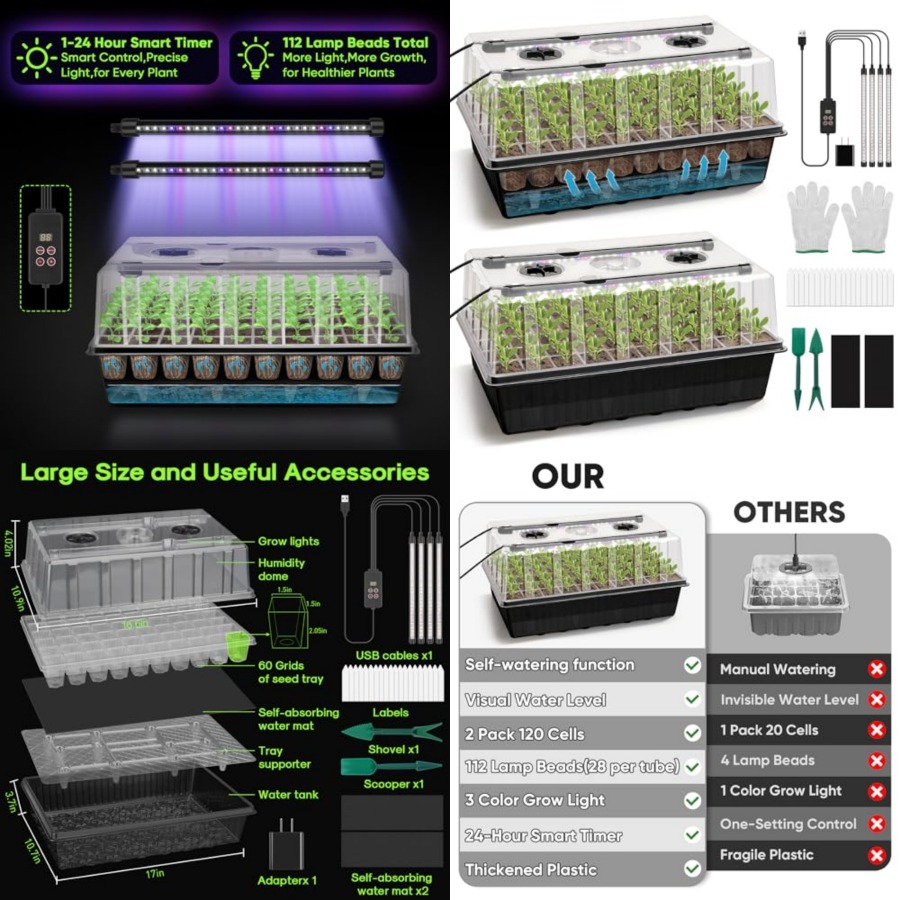120-Cell Self-Watering Seed St - Humidity Dome Kit review and price